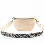 Antelo Ruby Eclipse Leather Crossbody - Vanilla Frappe With Baby Leopard Strap