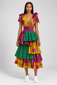 Bathini Africa Two Piece Ruffle Skirt Set
