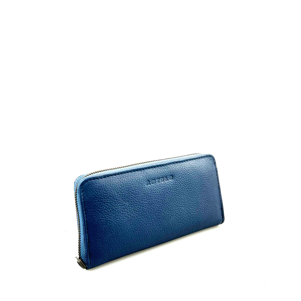
            
                Load image into Gallery viewer, Antelo Hayley Pebble Leather Zip-Around Wallet - Orion Blue
            
        
