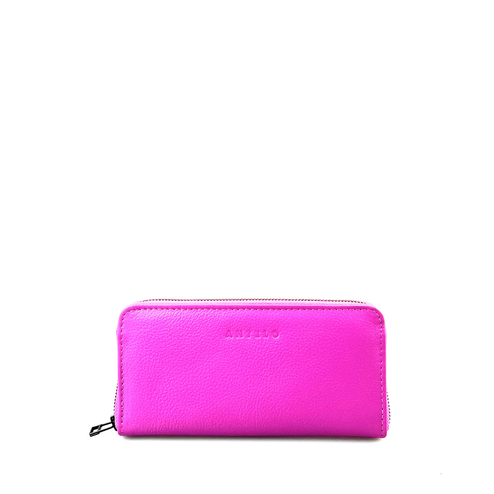 
            
                Load image into Gallery viewer, Antelo Hayley Pebble Leather Zip-Around Wallet - Purple Orchid
            
        